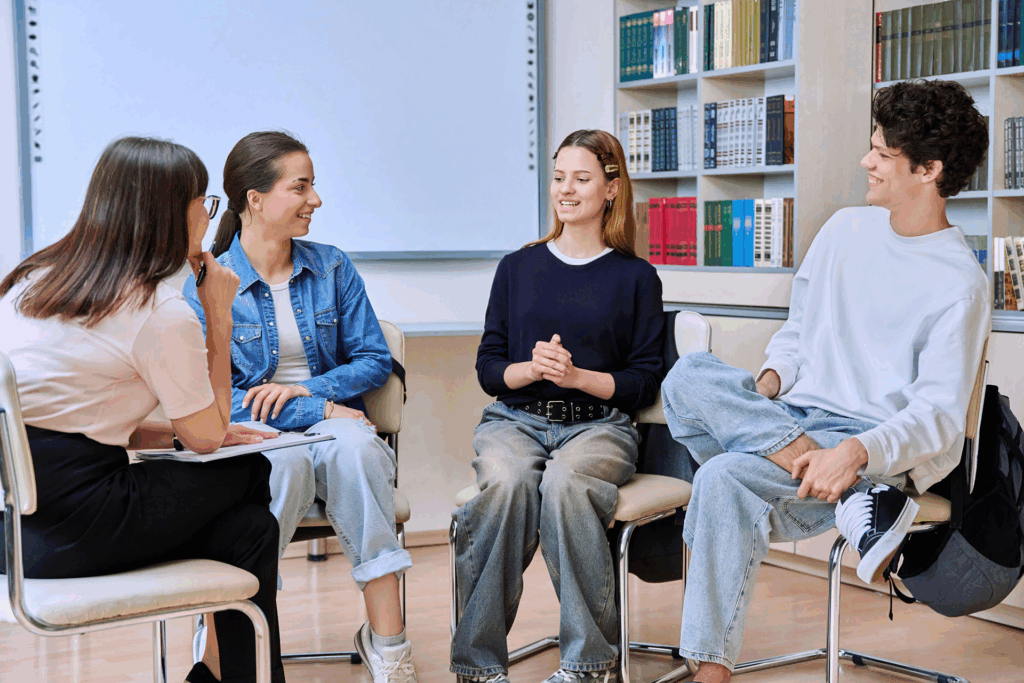 a group of teens in a session