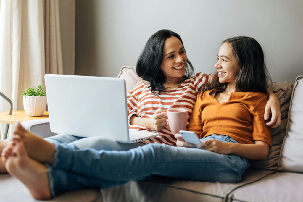 mom and daughter practicing communication exercises in family therapy